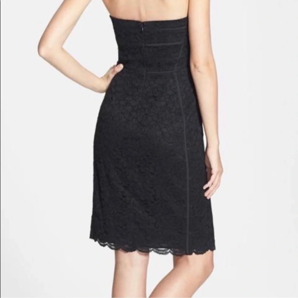 Diane von Furstenberg DVF Black Lace‎ Corset Dress Strapless mini cocktail 14 12